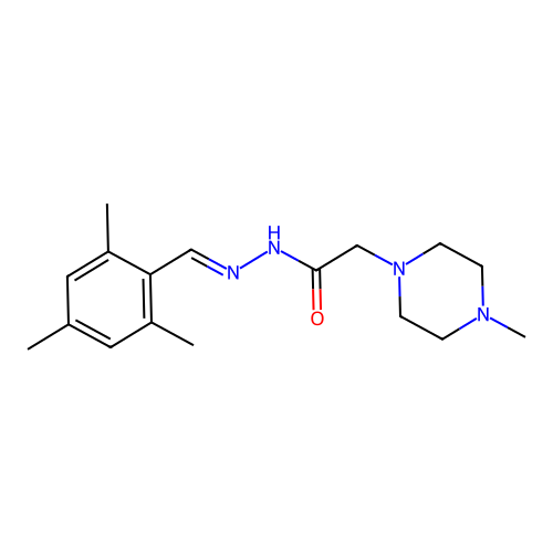 1-Piperazineacetic acid, 4-methyl-, 2-(2,4,6-trimethylbenzylidene)hydrazide structure