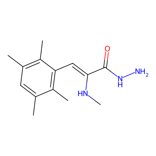 Glycine, N-methyl-, 2-(2,3,5,6-tetramethylbenzylidene)hydrazide structure