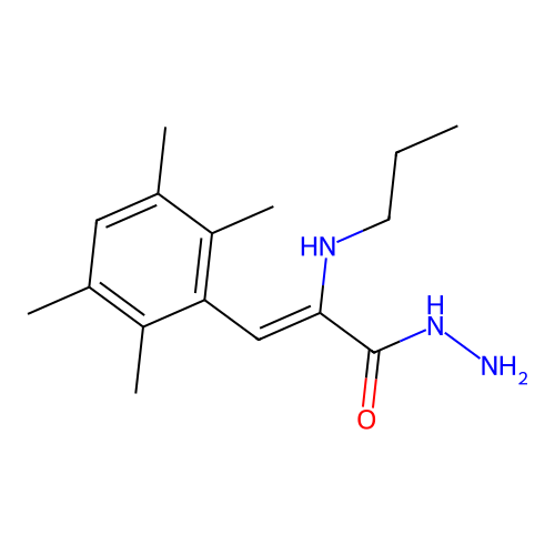 Glycine, N-propyl-, 2-(2,3,5,6-tetramethylbenzylidene)hydrazide structure
