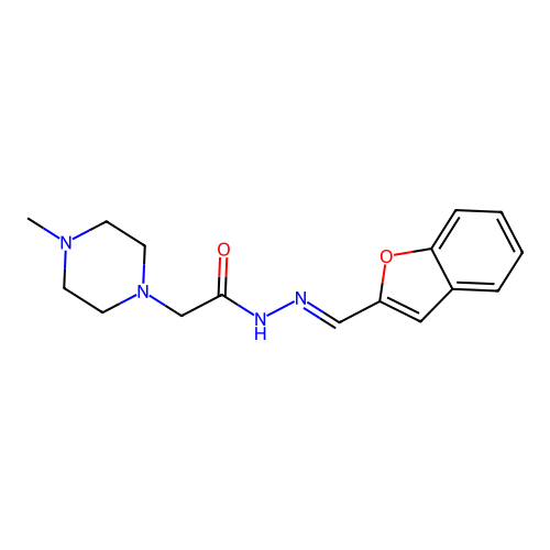 1-Piperazineacetic acid, 4-methyl-, 2-(2-benzofuranylmethylene)hydrazide structure