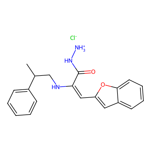 N-(alpha-Methylphenethyl)glycine 2-(2-benzofuranylmethylene)hydrazide hydrochloride structure