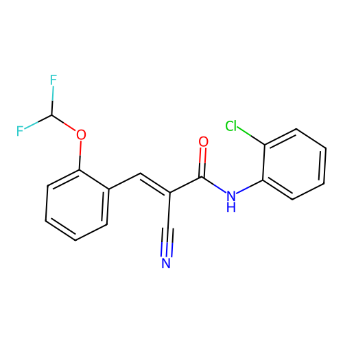 N-(2-chlorophenyl)-2-cyano-3-[2-(difluoromethoxy)phenyl]prop-2-enamide structure
