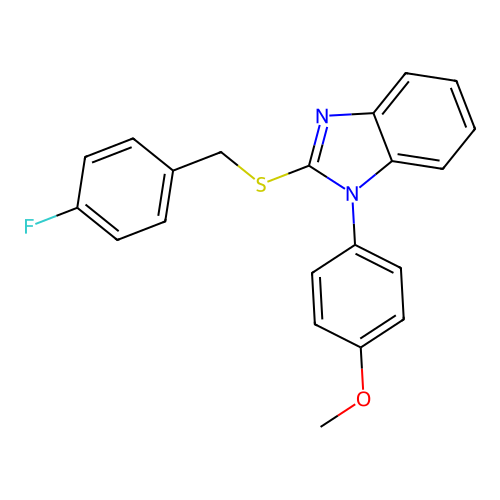 2-[(4-Fluorophenyl)methylsulfanyl]-1-(4-methoxyphenyl)benzimidazole structure