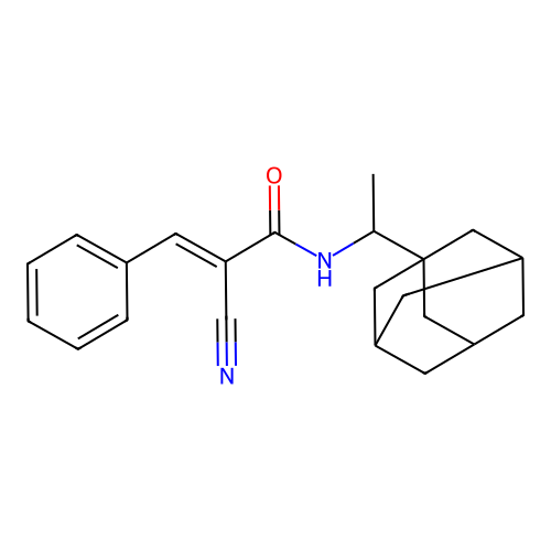 N-[1-(1-adamantyl)ethyl]-2-cyano-3-phenylprop-2-enamide structure