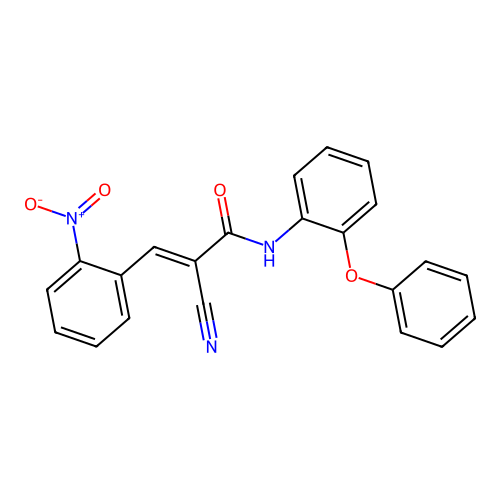 2-cyano-3-(2-nitrophenyl)-N-(2-phenoxyphenyl)prop-2-enamide structure