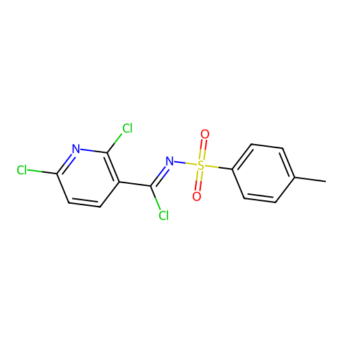 2,6-dichloro-N-(4-methylbenzenesulfonyl)pyridine-3-carbonimidoyl chloride structure