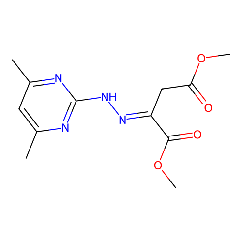 dimethyl (2E)-2-[2-(4,6-dimethylpyrimidin-2-yl)hydrazinylidene]butanedioate structure