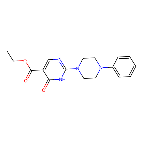 Ethyl 4-oxo-2-(4-phenylpiperazin-1-yl)-1,4-dihydropyrimidine-5-carboxylate structure