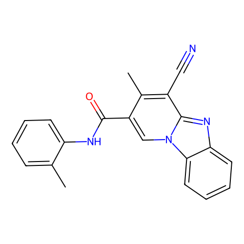 4-cyano-3-methyl-N-(2-methylphenyl)pyrido[1,2-a]benzimidazole-2-carboxamide structure