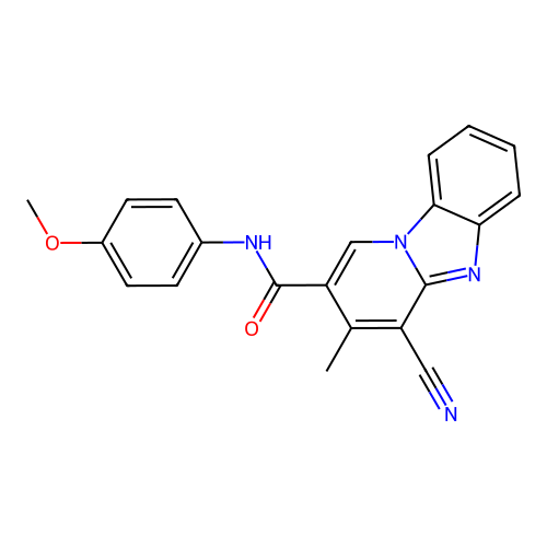 4-cyano-N-(4-methoxyphenyl)-3-methylpyrido[1,2-a]benzimidazole-2-carboxamide structure