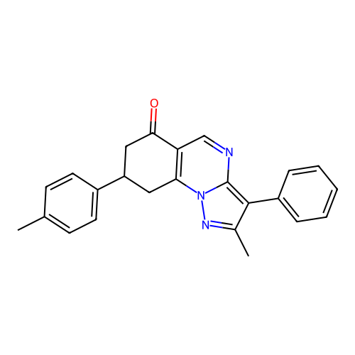 2-methyl-8-(4-methylphenyl)-3-phenyl-8,9-dihydropyrazolo[1,5-a]quinazolin-6(7H)-one structure