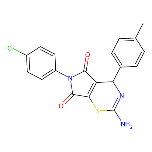 2-amino-6-(4-chlorophenyl)-4-(4-methylphenyl)pyrrolo[3,4-e][1,3]thiazine-5,7(4H,6H)-dione structure