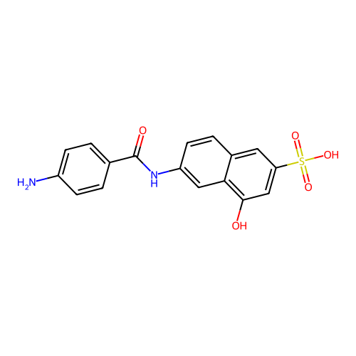 6-[(4-Aminobenzoyl)amino]-4-hydroxynaphthalene-2-sulfonic acid structure