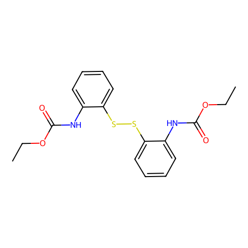Ethyl 2-({2-[(ethoxycarbonyl)amino]phenyl}dithio)phenylcarbamate structure
