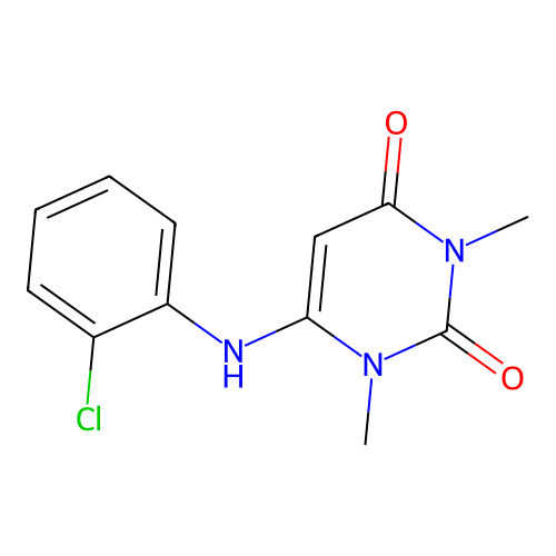 6-[(2-chlorophenyl)amino]-1,3-dimethylpyrimidine-2,4(1H,3H)-dione structure