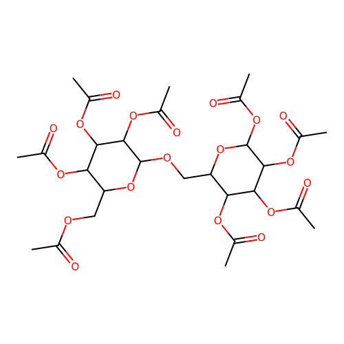 1,2,3,4-Tetra-O-acetyl-6-O-(2,3,4,6-tetra-O-acetylhexopyranosyl)hexopyranose structure