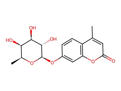 7-[(6-Deoxy-beta-L-galactopyranosyl)oxy]-4-methyl-2H-1-benzopyran-2-one structure