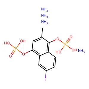 6-Iodo-2-methyl-1,4-naphthoquinol bis(diammonium phosphate) structure
