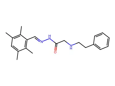 2-(2-phenylethylamino)-N-[(2,3,5,6-tetramethylphenyl)methylideneamino]acetamide structure