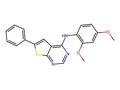 N-(2,4-dimethoxyphenyl)-6-phenylthieno[2,3-d]pyrimidin-4-amine structure