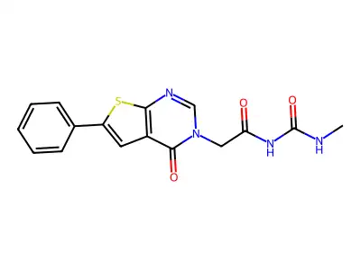 N-(methylcarbamoyl)-2-(4-oxo-6-phenylthieno[2,3-d]pyrimidin-3-yl)acetamide structure