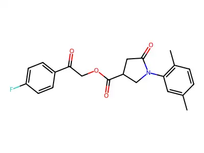 2-(4-fluorophenyl)-2-oxoethyl 1-(2,5-dimethylphenyl)-5-oxo-3-pyrrolidinecarboxylate structure