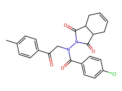 4-chloro-N-(1,3-dioxo-1,3,3a,4,7,7a-hexahydro-2H-isoindol-2-yl)-N-[2-(4-methylphenyl)-2-oxoethyl]benzamide structure