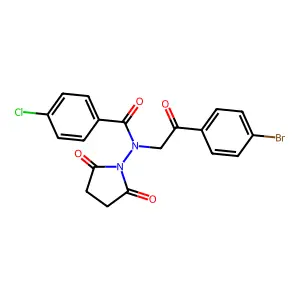 N-[2-(4-bromophenyl)-2-oxoethyl]-4-chloro-N-(2,5-dioxopyrrolidin-1-yl)benzamide structure