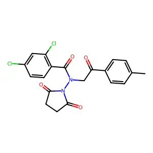 2,4-dichloro-N-(2,5-dioxopyrrolidin-1-yl)-N-[2-(4-methylphenyl)-2-oxoethyl]benzamide structure