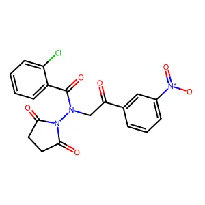 2-chloro-N-(2,5-dioxopyrrolidin-1-yl)-N-[2-(3-nitrophenyl)-2-oxoethyl]benzamide structure