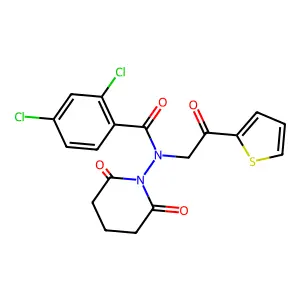 2,4-dichloro-N-(2,6-dioxopiperidin-1-yl)-N-(2-oxo-2-thiophen-2-ylethyl)benzamide structure