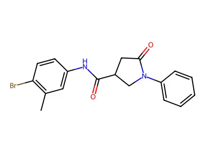 N-(4-bromo-3-methylphenyl)-5-oxo-1-phenylpyrrolidine-3-carboxamide structure