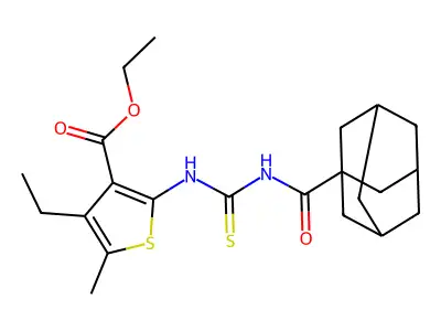 Ethyl 4-ethyl-5-methyl-2-[[thioxo[(tricyclo[3.3.1.13,7]dec-1-ylcarbonyl)amino]methyl]amino]-3-thiophenecarboxylate structure