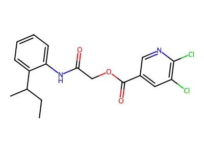 {[2-(Butan-2-yl)phenyl]carbamoyl}methyl 5,6-dichloropyridine-3-carboxylate structure