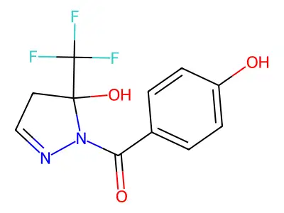 [4,5-Dihydro-5-hydroxy-5-(trifluoromethyl)-1H-pyrazol-1-yl](4-hydroxyphenyl)methanone structure