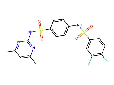 N-{4-[(4,6-dimethylpyrimidin-2-yl)sulfamoyl]phenyl}-3,4-difluorobenzenesulfonamide structure