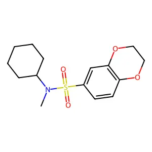 N-cyclohexyl-N-methyl-2,3-dihydro-1,4-benzodioxine-6-sulfonamide structure