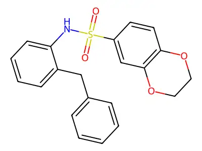 N-(2-benzylphenyl)-2,3-dihydro-1,4-benzodioxine-6-sulfonamide structure