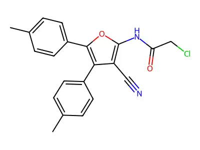2-chloro-N-[3-cyano-4,5-bis(4-methylphenyl)furan-2-yl]acetamide structure