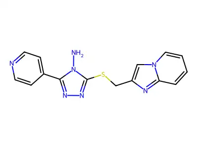 3-(imidazo[1,2-a]pyridin-2-ylmethylsulfanyl)-5-pyridin-4-yl-1,2,4-triazol-4-amine structure