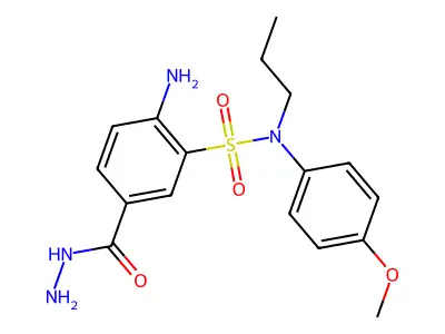 2-amino-5-(hydrazinecarbonyl)-N-(4-methoxyphenyl)-N-propylbenzene-1-sulfonamide structure