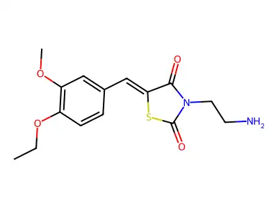 3-(2-aminoethyl)-5-[(4-ethoxy-3-methoxy-phenyl)methylidene]-1,3-thiazolidine-2,4-dione structure