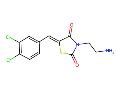 3-(2-aminoethyl)-5-[(3,4-dichlorophenyl)methylidene]-1,3-thiazolidine-2,4-dione structure