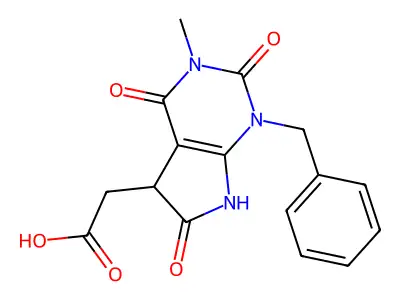 2-{1-benzyl-3-methyl-2,4,6-trioxo-1H,2H,3H,4H,5H,6H,7H-pyrrolo[2,3-d]pyrimidin-5-yl}acetic acid structure