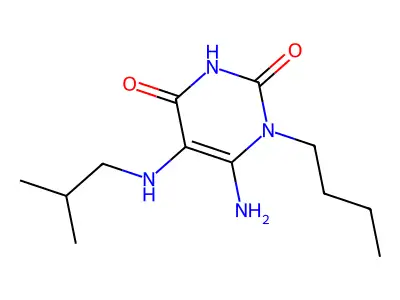6-Amino-1-butyl-5-[(2-methylpropyl)amino]-1,2,3,4-tetrahydropyrimidine-2,4-dione structure