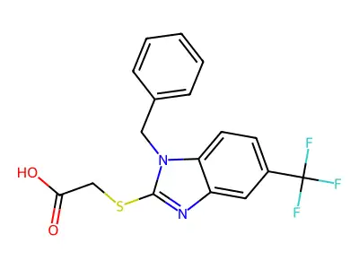 2-{[1-benzyl-5-(trifluoromethyl)-1H-1,3-benzodiazol-2-yl]sulfanyl}acetic acid structure