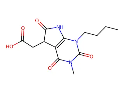 (1-Butyl-3-methyl-2,4,6-trioxo-2,3,4,5,6,7-hexahydro-1H-pyrrolo[2,3-d]pyrimidin-5-yl)-acetic acid structure