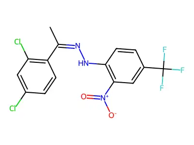 1-(2,4-Dichlorophenyl)ethanone 2-[2-nitro-4-(trifluoromethyl)phenyl]hydrazone structure