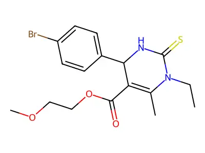2-Methoxyethyl 4-(4-bromophenyl)-1-ethyl-1,2,3,4-tetrahydro-6-methyl-2-thioxo-5-pyrimidinecarboxylate structure