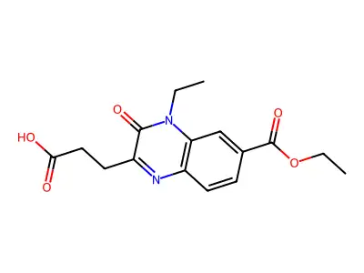 3-[6-(Ethoxycarbonyl)-4-ethyl-3-oxo-3,4-dihydroquinoxalin-2-yl]propanoic acid structure